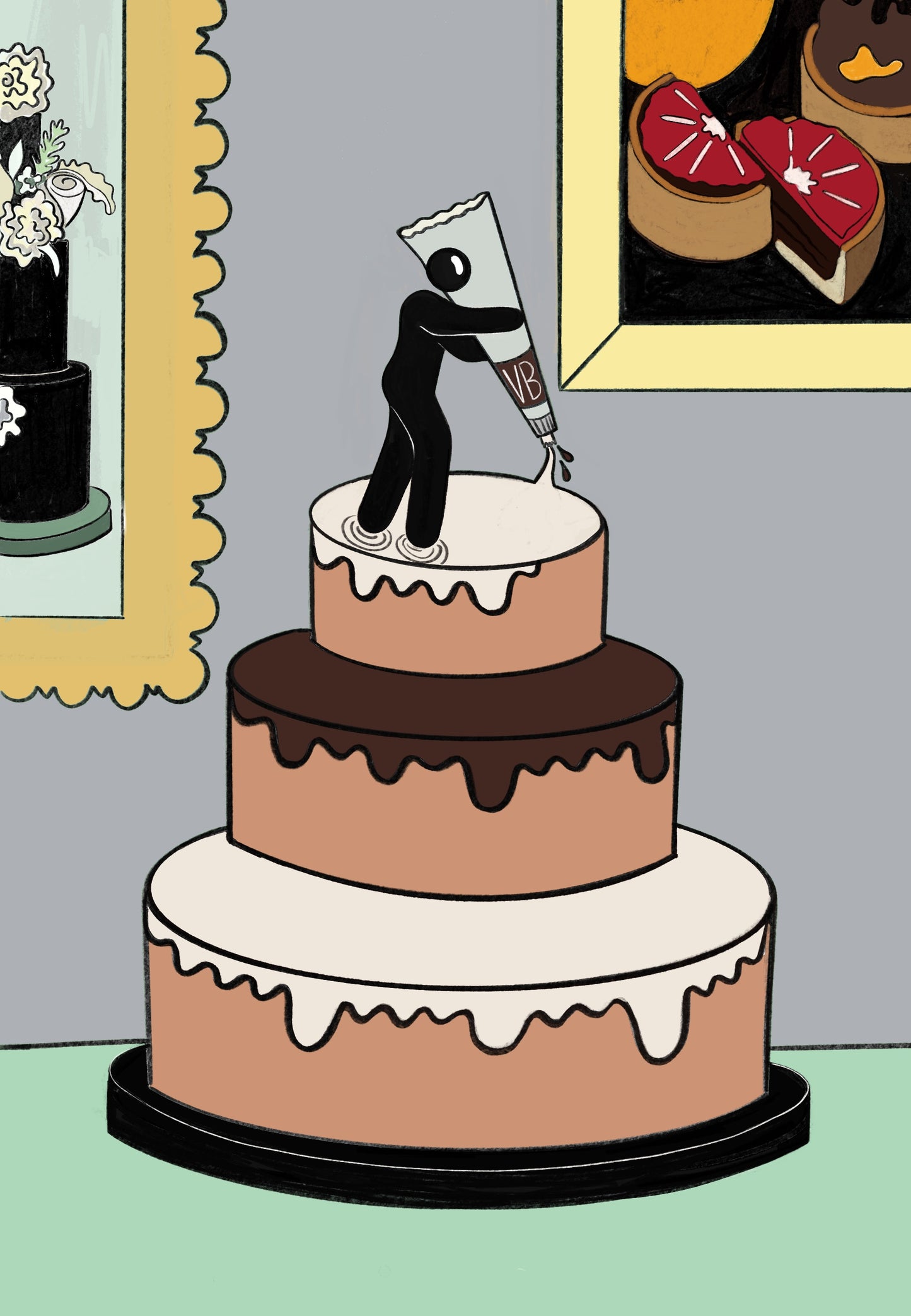 B on a Cake Illustration