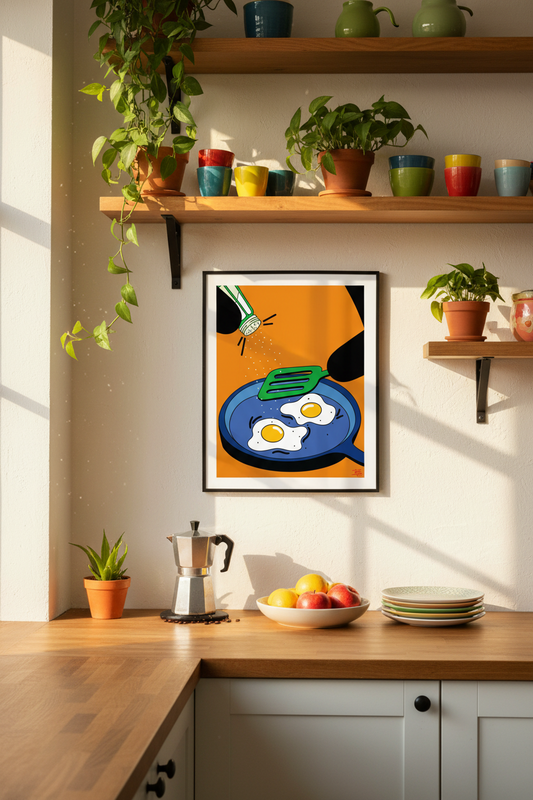 B Makes Breakfast Art Print