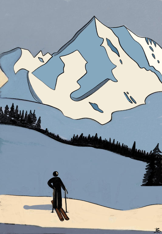 B on Skis Illustration