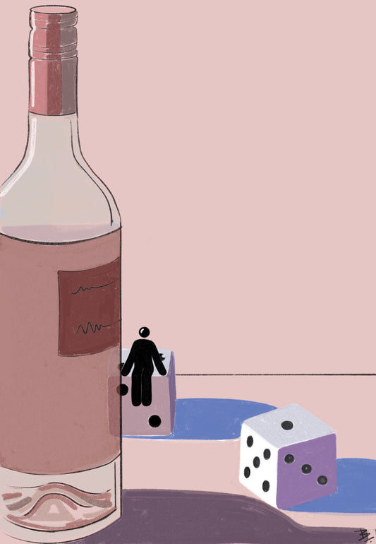 B With Dice and Wine Illustration